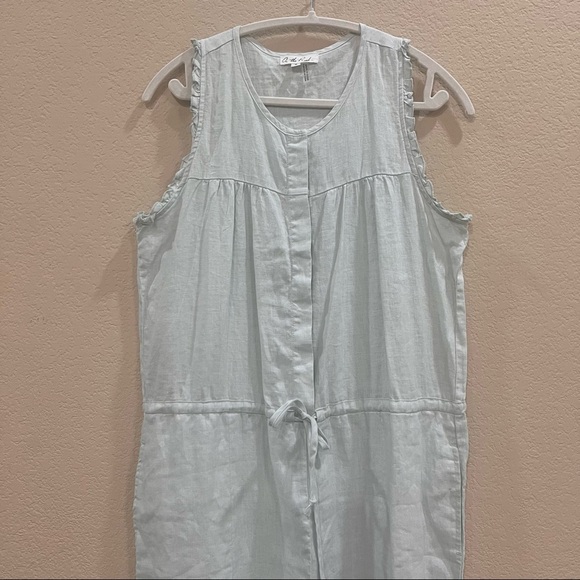 Young Fabulous Broke On The Road Maddox Linen Jumpsuit Blue Sz S 100% Linen Boho - Picture 7 of 16